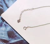 925 Sterling Silver Anklet with Glossy Bead Pendant Snake Chain