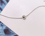 925 Sterling Silver Anklet with Glossy Bead Pendant Snake Chain
