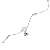 925 Sterling Silver Anklets with Two Bells Hollow Round Snake Chain