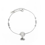 925 Sterling Silver Anklets with Two Bells Hollow Round Snake Chain