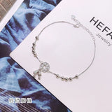 925 Sterling Silver Anklets with Two Bells Hollow Round Snake Chain