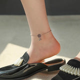 925 Sterling Silver Anklets with Two Bells Hollow Round Snake Chain