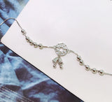925 Sterling Silver Anklets with Two Bells Hollow Round Snake Chain