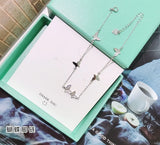 925 Silver Butterfly Anklet with Zirconia Chain