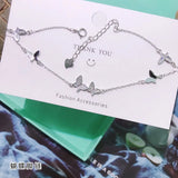 925 Silver Butterfly Anklet with Zirconia Chain