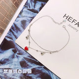 925 Sterling Silver Love Heart Anklets Polished Beads Summer Fine Accessories