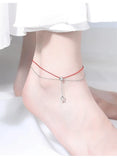 925 Sterling Silver Zircon & Star Anklets Red Rope Ankle Summer Accessories