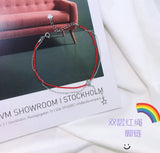 925 Sterling Silver Zircon & Star Anklets Red Rope Ankle Summer Accessories
