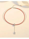 925 Sterling Silver Zircon & Star Anklets Red Rope Ankle Summer Accessories