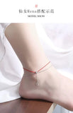 925 Sterling Silver Zircon & Star Anklets Red Rope Ankle Summer Accessories
