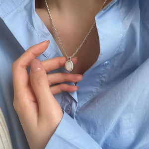 925 Silver Necklace with Chalcedony Clavicle Chain for Women
