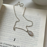 925 Silver Necklace with Chalcedony Clavicle Chain for Women