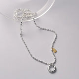 925 Sterling Silver Bear Donut Ring Pendant Necklace for Women