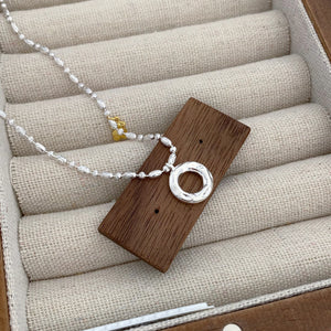 925 Sterling Silver Bear Donut Ring Pendant Necklace