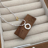 925 Sterling Silver Bear Donut Ring Pendant Necklace