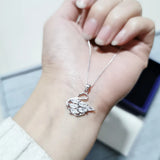 925 Silver Pendant Necklace with Cubic Crystal on Snake Chain