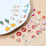 100pcs Cartoon Alloy Drop Oil Charms DIY Jewelry Earring Pendant