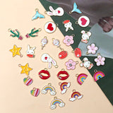 100pcs Cartoon Alloy Drop Oil Charms DIY Jewelry Earring Pendant