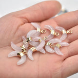 12Pcs Natural Stone Moon Pendants Necklace Jewelry DIY
