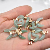 12Pcs Natural Stone Moon Pendants Necklace Jewelry DIY