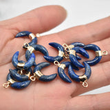 12Pcs Natural Stone Moon Pendants Necklace Jewelry DIY