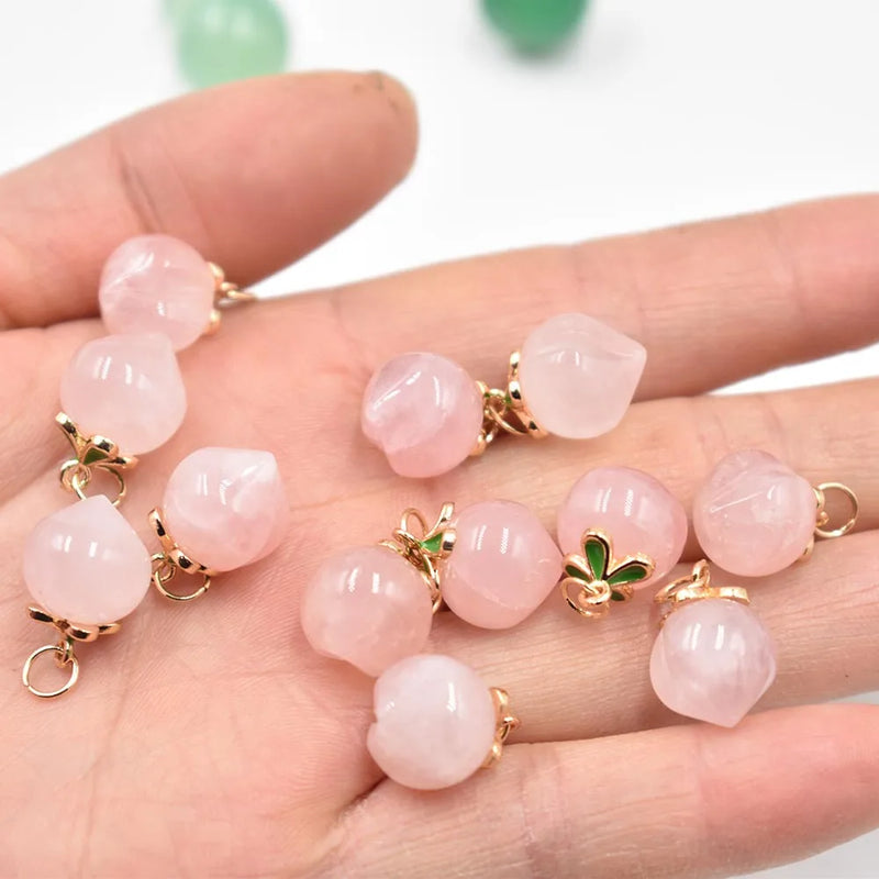 Natural Roses Quartz Pendants Copper Edging Necklace Gift