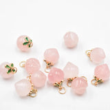Natural Roses Quartz Pendants Copper Edging Necklace Gift