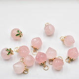 Natural Roses Quartz Pendants Copper Edging Necklace Gift