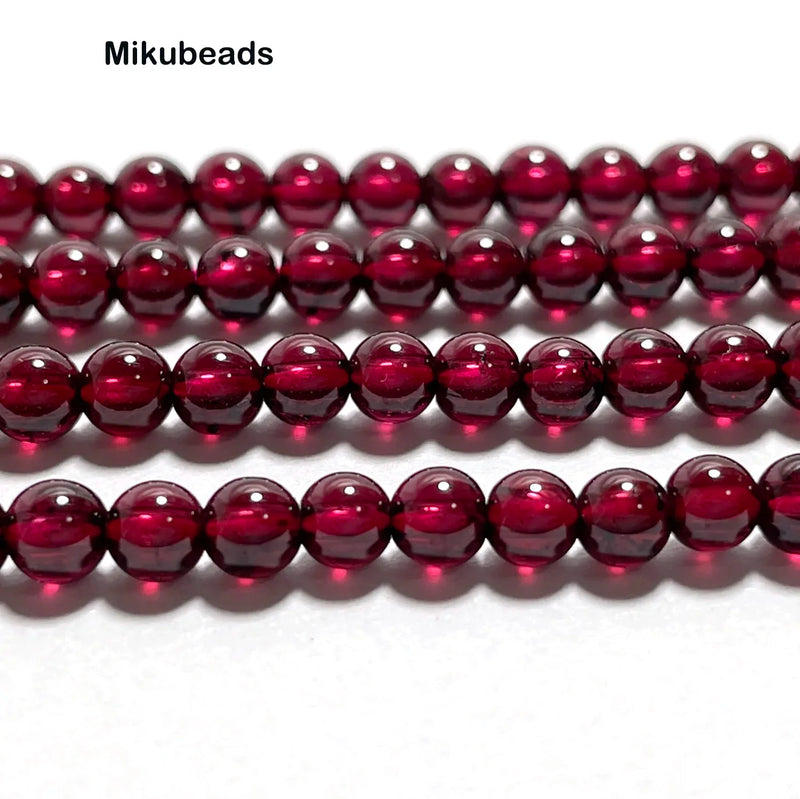 AAA Brazil Red Garnet Smooth Round 4mm Beads