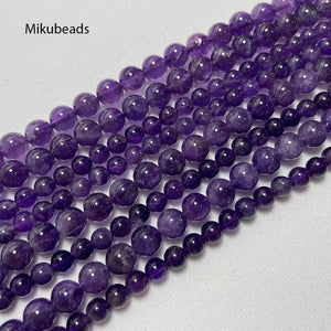 6mm Amethyst Quartz Crystal Round Stone Beads