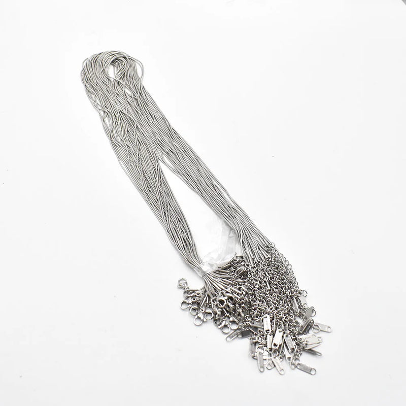 0.9mm SS Snake Chain Necklace 45cm+5cm DIY Jewelry 20pcs/lot
