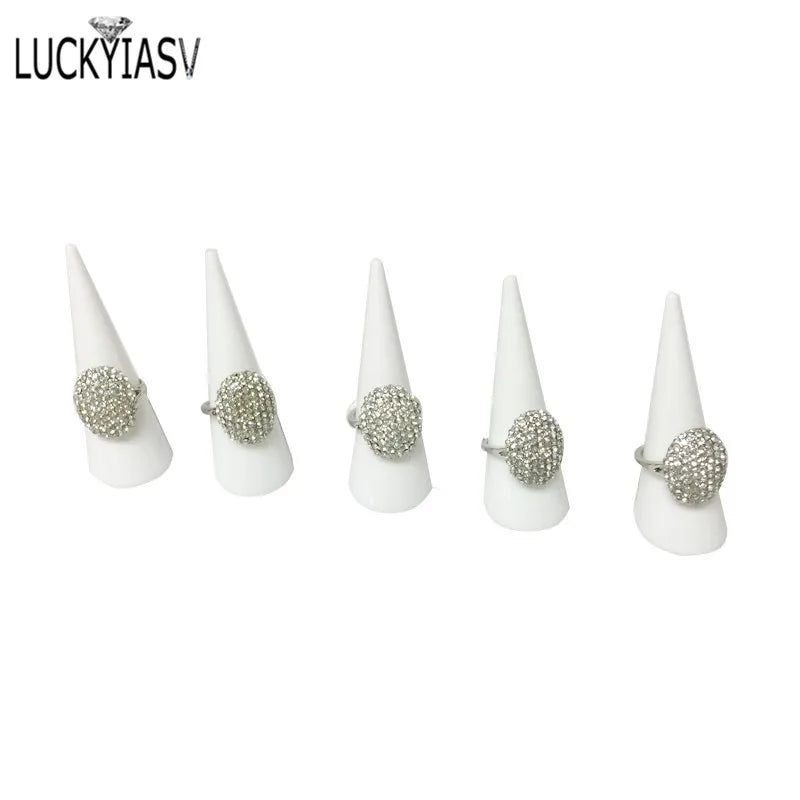 Mini Acrylic Jewelry Ring Display Stand Triangle Conical Storage - 20 Pcs/lot