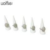 Mini Acrylic Jewelry Ring Display Stand Triangle Conical Storage - 20 Pcs/lot