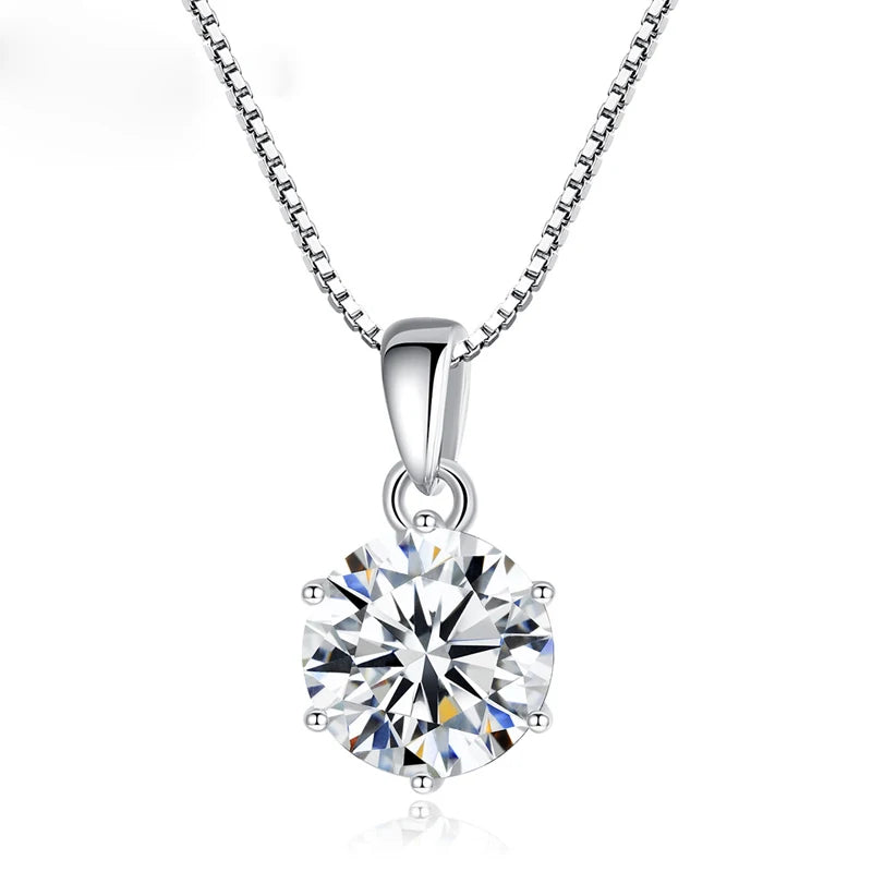 1.5ct Moissanite Pendant Necklace 925 Sterling Silver Bridal Jewelry