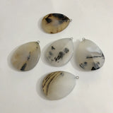Dendritic Agate Pear Shape Pendant Bead 40mm