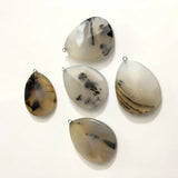Dendritic Agate Pear Shape Pendant Bead 40mm