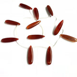Natural Red Carnelian Agate 10x36mm Smooth Pear Drop Beads