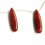 Natural Red Carnelian Agate 10x36mm Smooth Pear Drop Beads