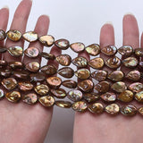 10-12mm Brown Freshwater Drop Baroque Pearls Strand