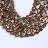 10-12mm Brown Freshwater Drop Baroque Pearls Strand