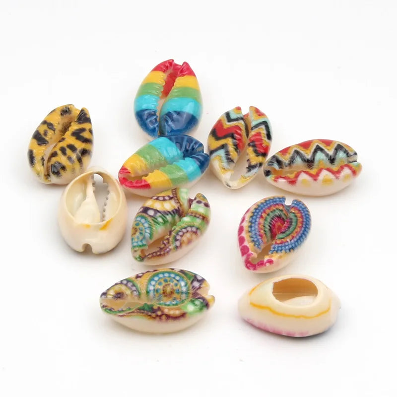 Shell Beads Printing Pattern Loose Beads DIY Jewelry Making