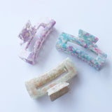 Floral Acrylic Hair Claw Clip Hollow Square Design Large Shark Clip