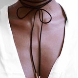 Long Velvet Rope Bow Knot Necklace Romantic Tie Necklace