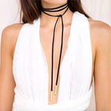 Long Velvet Rope Bow Knot Necklace Romantic Tie Necklace