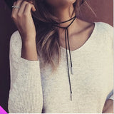 Long Velvet Rope Bow Knot Necklace Romantic Tie Necklace
