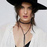 Long Velvet Rope Bow Knot Necklace Romantic Tie Necklace