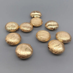 10 PCS 15mm Copper Coin Shape Brushed Bead Plated Findings