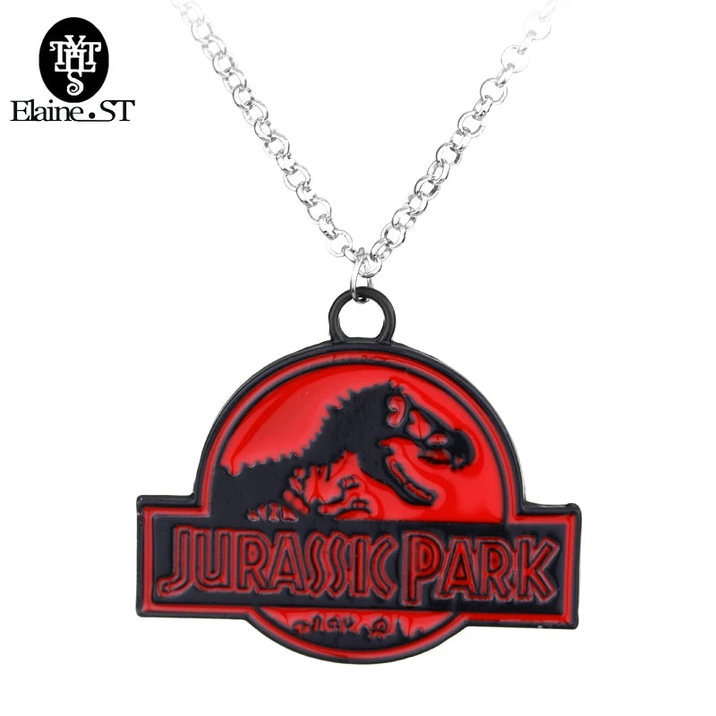 Jurassic Park Dinosaur Logo Pendant Necklace for Women and Men