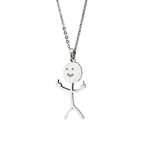 10 Pcs Funny Middle Finger Necklace Stainless Steel Men Jewelry