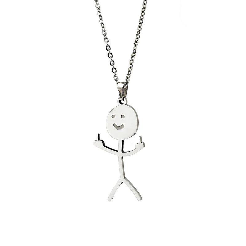 10 Pcs Funny Middle Finger Necklace Stainless Steel Men Jewelry